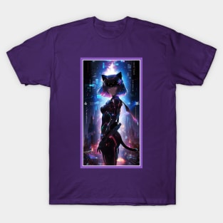 Anime Cute Cat Girl | Quality Anime Girl Artwork | Sci-Fi Manga Girl Anime Art T-Shirt